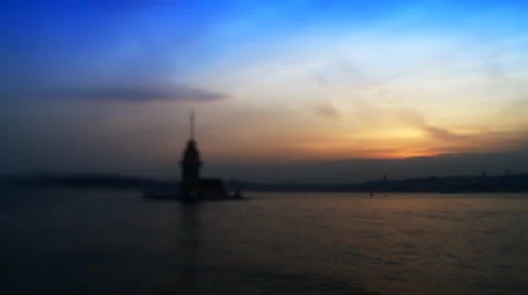 Maiden's Tower in Bosphorus. Stock Footage 3142092