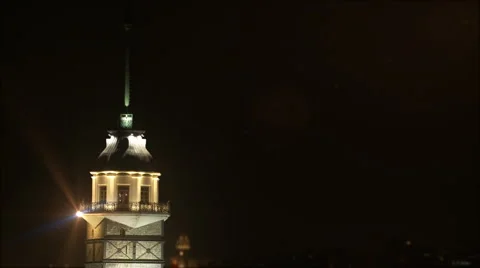 Maiden's Tower in Bosphorus. Stock Footage 3143377