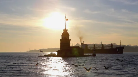 Maiden's Tower sunset Stock-Footage 34389800