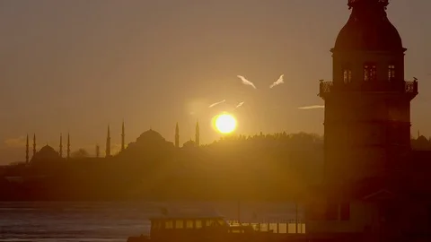 Maiden's Tower SUNSET TIMELAPSE Stock Footage 74724726