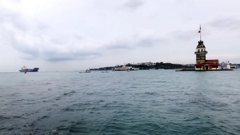 ''Maiden's Tower Time Lapse 4K Cinematic Camera shooting'' Stock Footage 82076328