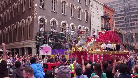 Maids and Dukes float in Mid City parade 4k Stock Footage 86338056