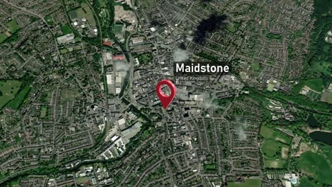 Maidstone City Map Zoom (UK) from Space ... | Stock Video | Pond5