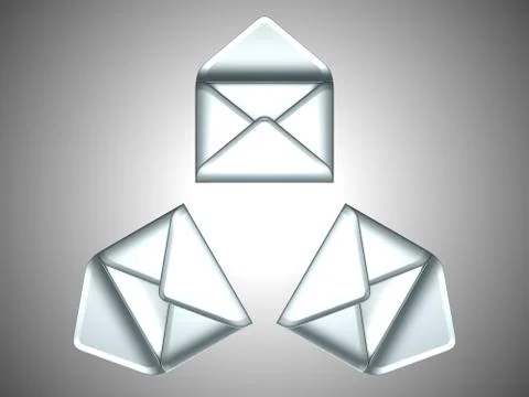 Mail - 3 opened silver envelopes Ilustração Stock