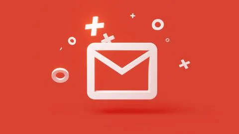 Mail 3d icon on a simple red background 4k Stock Illustration