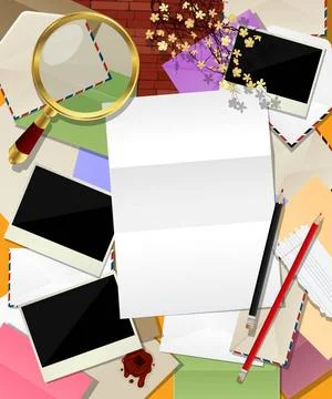 Mail abstract collage Abstract mail. Decorative frame made of different en... Stock Photos