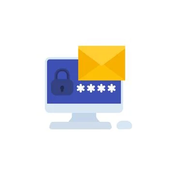 Mail access and authentication with password icon Stock Illustration