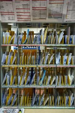Mail accumulation in the post office while the minimum services are running d 库存照片