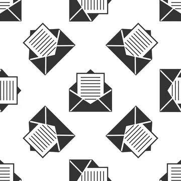 Mail and e-mail icon seamless pattern on white background. Envelope symbol e 스톡 일러스트