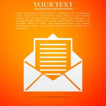 Mail and e-mail icon isolated on orange background. Envelope symbol e-mail Stock Illustration