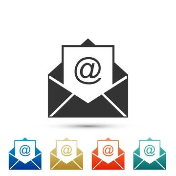 Mail and e-mail icon isolated on white background. Envelope symbol e-mail. Email Illustrazione stock