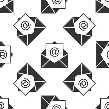 Mail and e-mail icon seamless pattern on white background. Envelope symbol e 스톡 일러스트