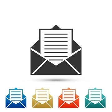 Mail and e-mail icon isolated on white background. Envelope symbol e-mail. .. Stock Illustration