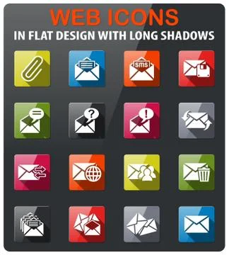 Mail and envelope icon set Stock Illustration