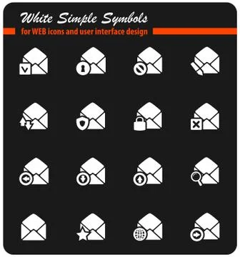 Mail and envelope icon set Stock Illustration