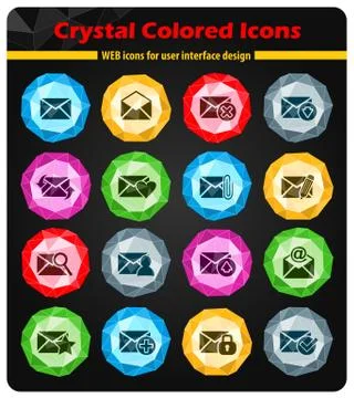 Mail and envelope icons set Stock Illustration