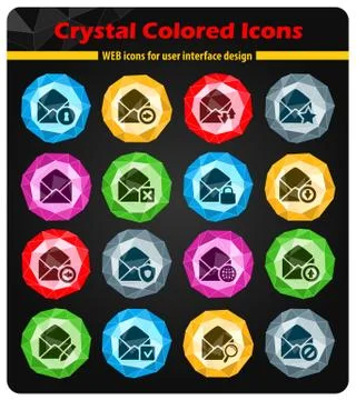 Mail and envelope icons set Stock Illustration
