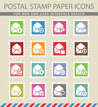 Mail and envelope icons set Stock Illustration