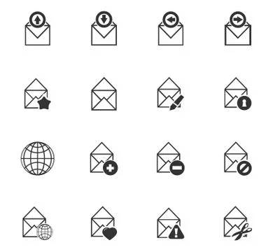 Mail and envelope icons set Stock Illustration