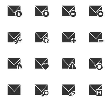 Mail and envelope icons set Illustrazione stock