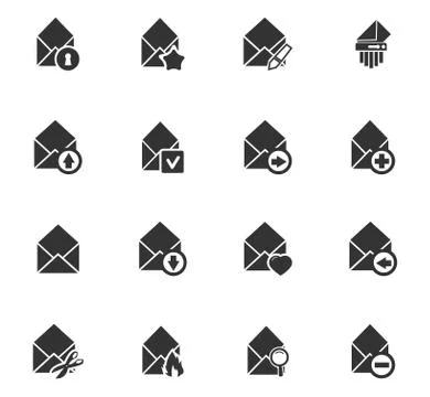 Mail and envelope icons set Stock Illustration