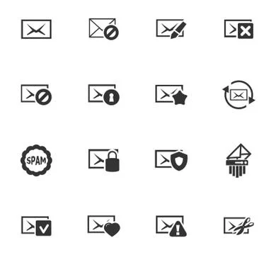 Mail and envelope icons set Stock Illustration