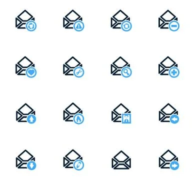 Mail and envelope icons set Stock Illustration