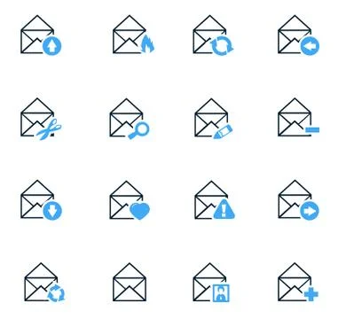 Mail and envelope icons set Stock Illustration