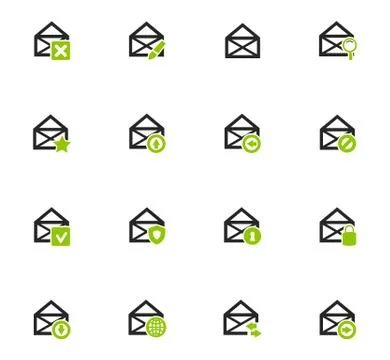 Mail and envelope icons set Illustrazione stock