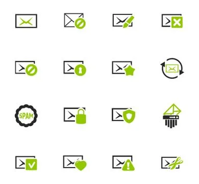 Mail and envelope icons set Illustrazione stock