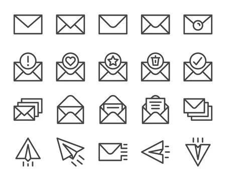 Mail and envelope line icon set Ilustración de archivo