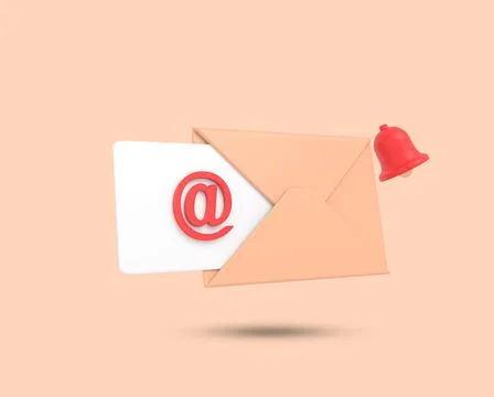 Mail and message with notification alert 3D icon. Illustration