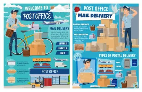 Mail and parcels delivery, post office Illustrazione stock