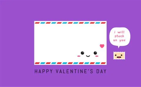 A mail and a stamp. Valentine's vector illustration Stock Illustration