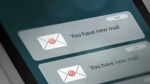 Mail App with New Mail Notification on Smart Phone Device Stock Footage 119005918
