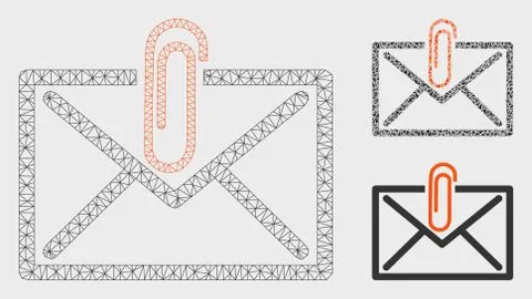 Mail Attachement Vector Mesh 2D Model and Triangle Mosaic Icon Stock Illustration