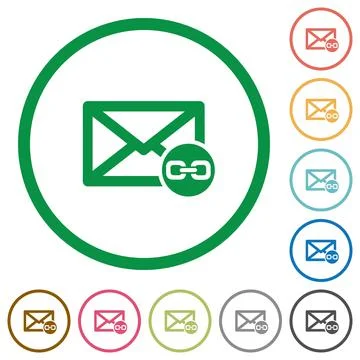 Mail attachment flat icons with outlines Stock Illustration