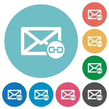Mail attachment flat round icons Stock Illustration