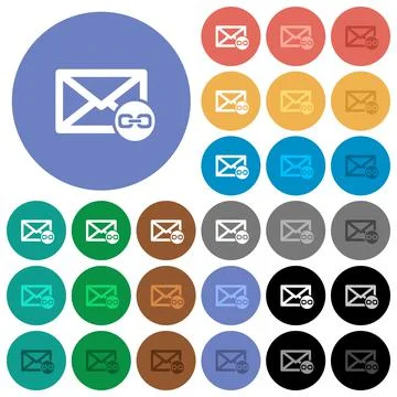 Mail attachment round flat multi colored icons Stock Illustration