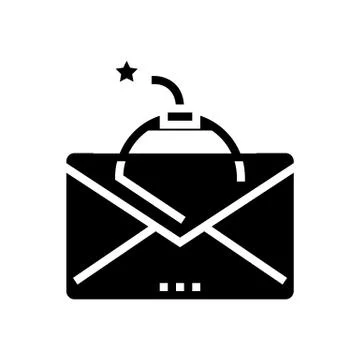 Mail with bomb glyph icon vector illustration Stock Illustration