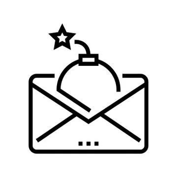 Mail with bomb line icon vector illustration Stock Illustration