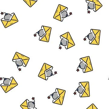 Mail with bomb vector seamless pattern イラスト素材