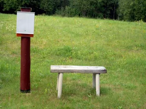 Mail Box And Bench 写真素材
