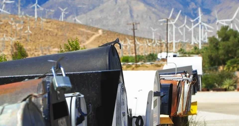 Mail Box Close-up and Windmill Video stock 121243882