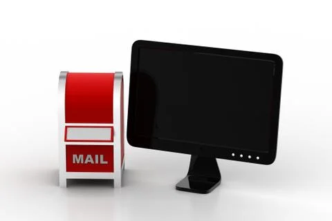 Mail box with computer Free Stock Illustration
