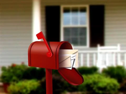 Mail box in front of a house Stock Illustration