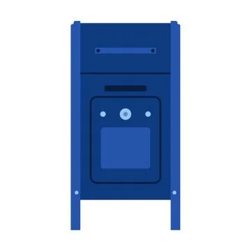 Mail box front view blue letter post vector icon. Delivery symbol message pos Ilustração Stock