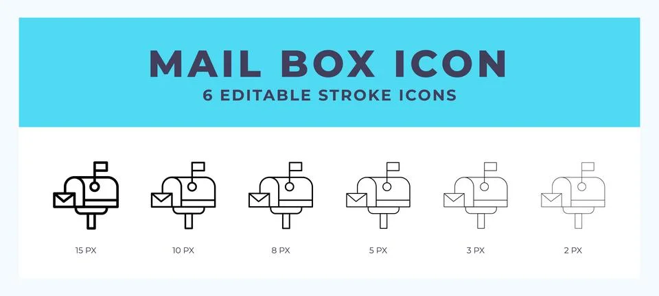 Mail box icon with different stroke. Editable stroke. Vector illustration. 스톡 일러스트