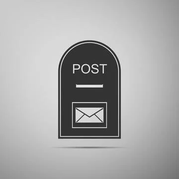 Mail box icon. Post box flat icon on grey background. Vector Illustration 스톡 일러스트