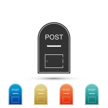 Mail box icon. Post box icon isolated on white background. Set elements in Stock Illustration